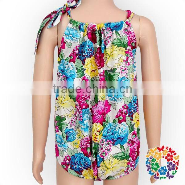 Wholesale girl clothing smock bubble baby girl romper florals inftant toddler clothes baby cotton romper