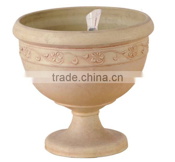 Round Marble Look Flower Pots with Pedestal