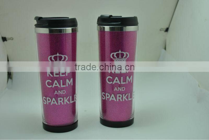 China gift item stainless steel inside and plastic outside cup for sale