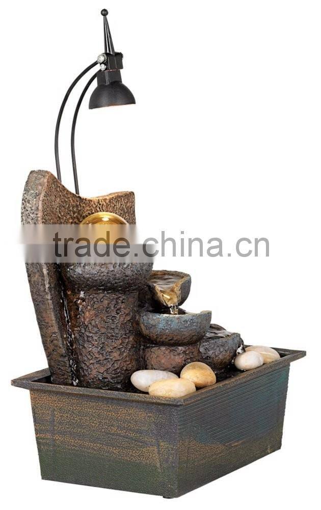 Faux Stone Table Fountain with Crystal Accent