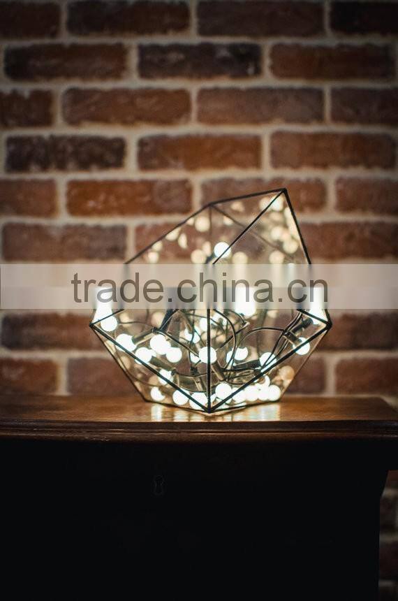 Medium Terrarium Icosahedron Stained Glass Vase Planter for indoor