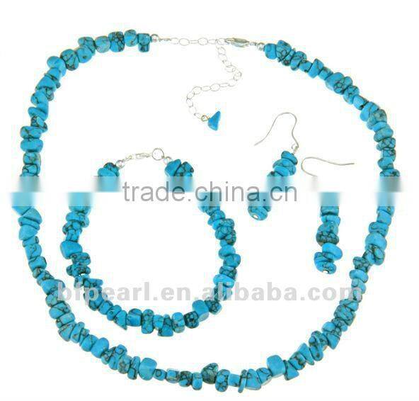 wholesale 7" 8mm blue turquoise chip bracelet