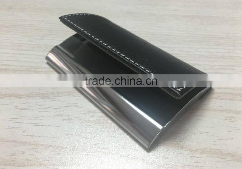 Promotion Leather&Metal Business Card Holder/High Quality PU&Metal Business NameCard Case