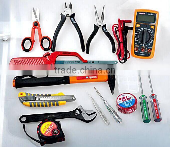 Family using 16pcs electricians tool kit set organizer bag