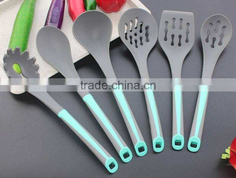 CK-3121 Food grade FDA & LFGB 6pcs gadget silicone kitchen cooking tools set eco silicone kitchen utensil set with PP handle
