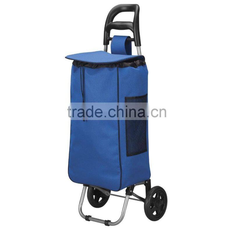 Household Essentials Rolling Shopping Cart with Royal Blue Bag