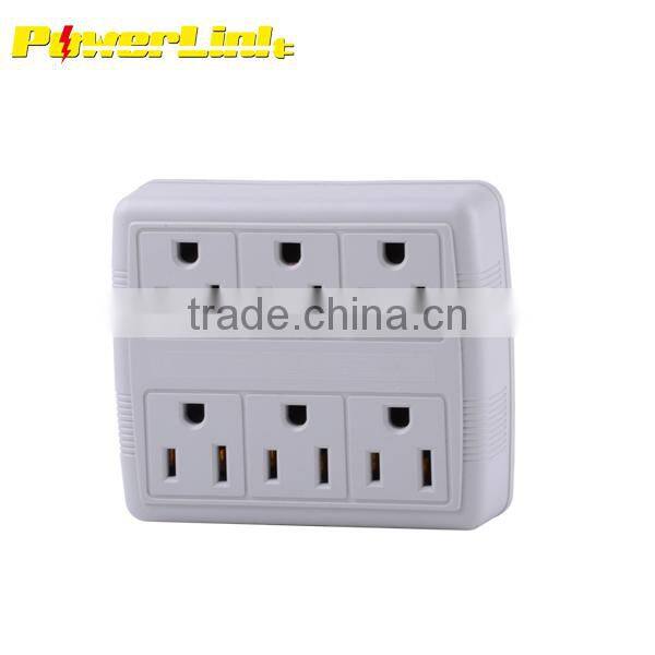 S60112 6 Way Electrical Outlet Wall Plug / Power Strip, UL listed, Six Socket Splitter