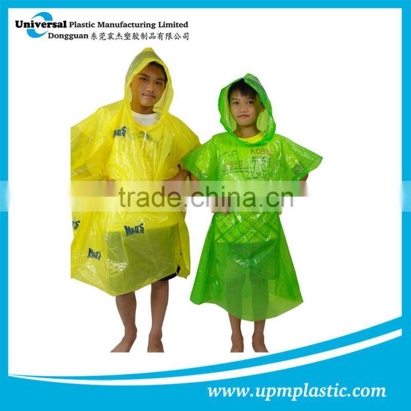 one way use water proof eco-friendly disposable LDPE raincoat
