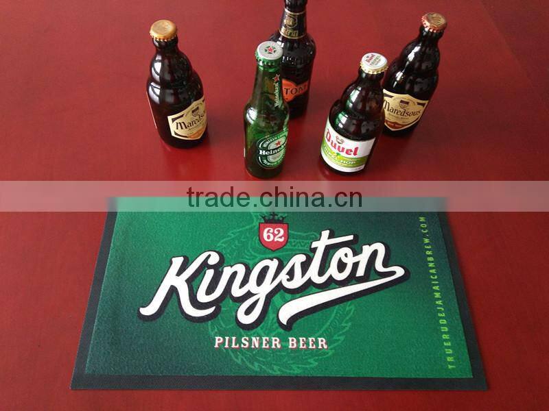 custom full color club non woven fabric promotional rubber bar mat