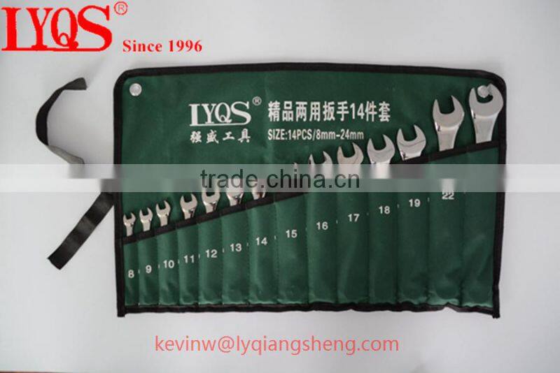 Drop forged carbon steel combination wrench set