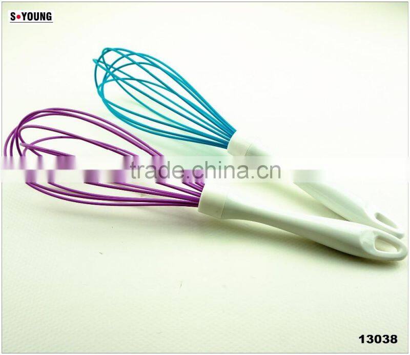 13038 silicone kitchenware egg whisk with abs handle