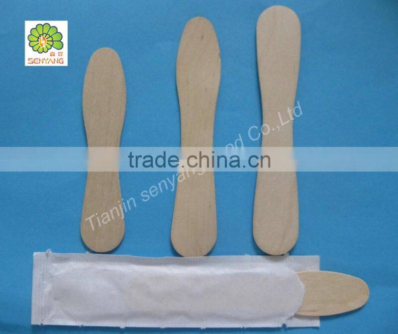 disposable handled birch wooden ice cream spoon