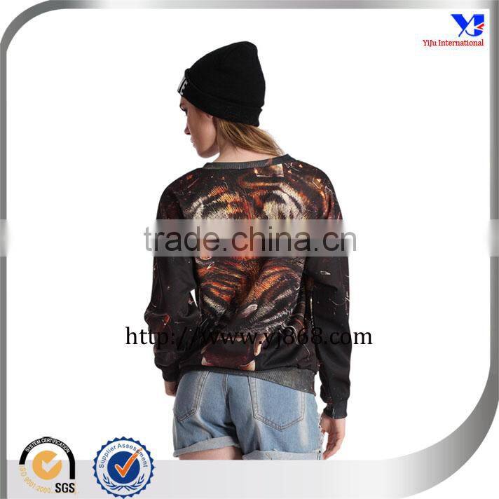 Beautiful 3D Tiger Head Print Long-sleeved Sweatshirt