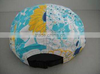 Custom blank snakeskin leather brim floral print pattern 5 panel hat