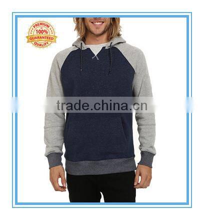 Men's Long raglan sleeves two colors contrast colors french terry crew hoodie
