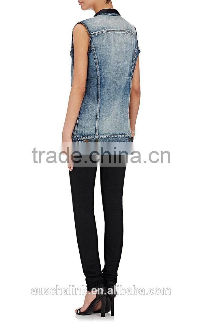 new arrival Autumn fashion design girls denim vest wholesale