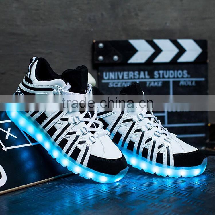 HFJH-18 wholesale PU Low MOQ led sports men shoes