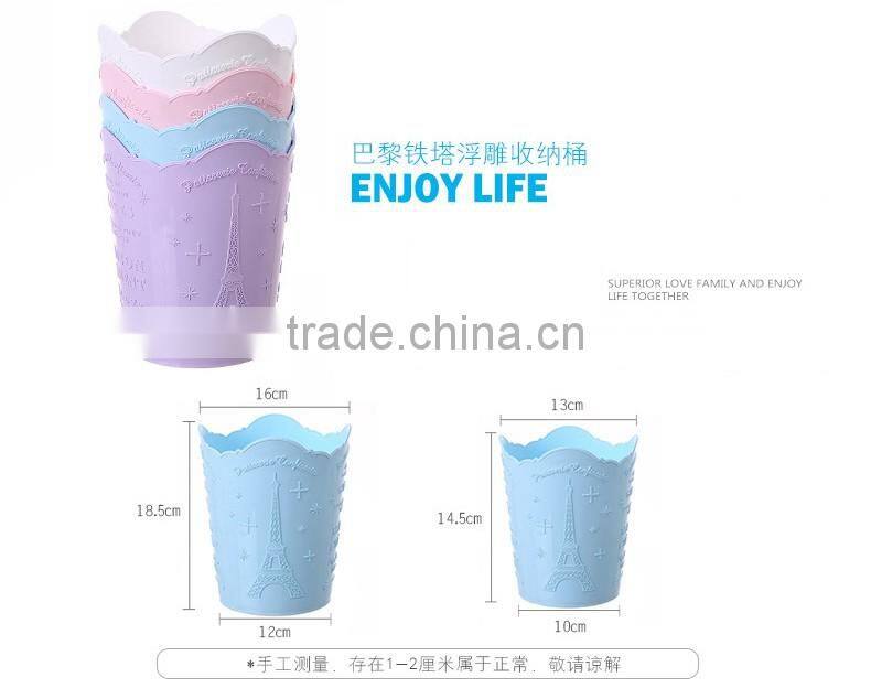 office waste paper garbage open top round plastic trash can