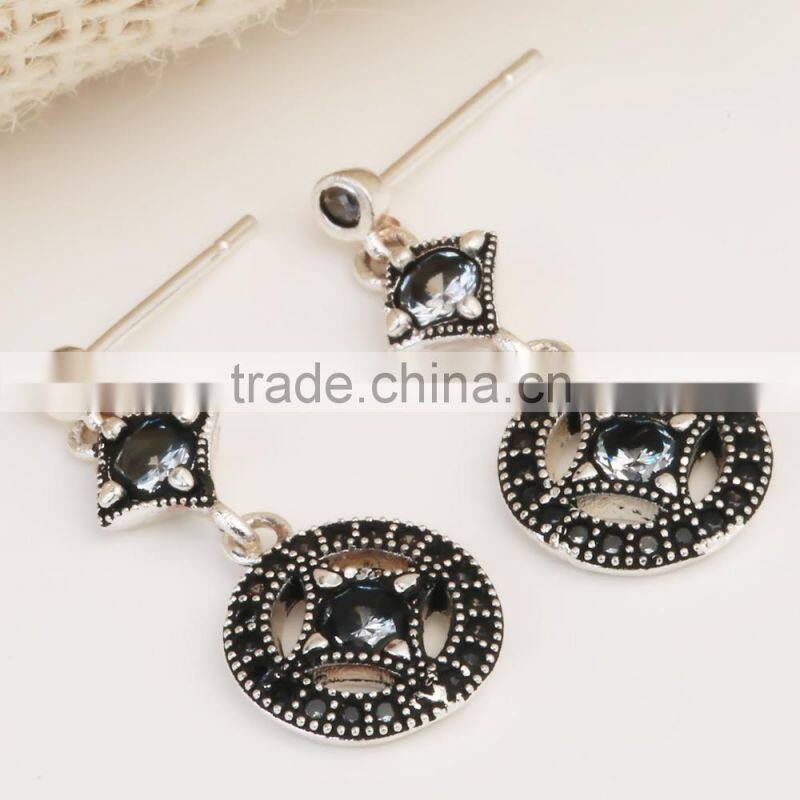 black gold color black zircon circle women jewelry party drop earring