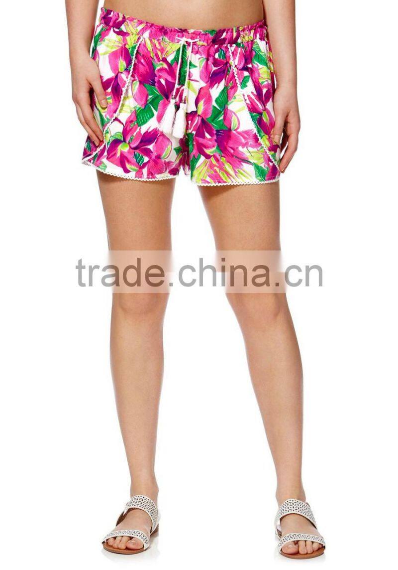 Wholesale 4 way stretch women tropical floral print board shorts beach shorts