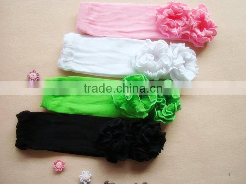 Plain cotton baby leg warmers with ruffle girls winter clothing ruffle leggings