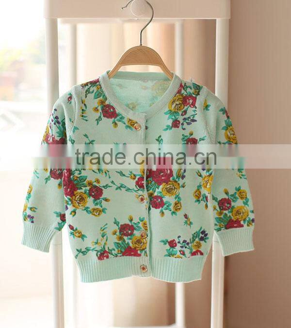 Baby Girl Flower full print sweater cardigan
