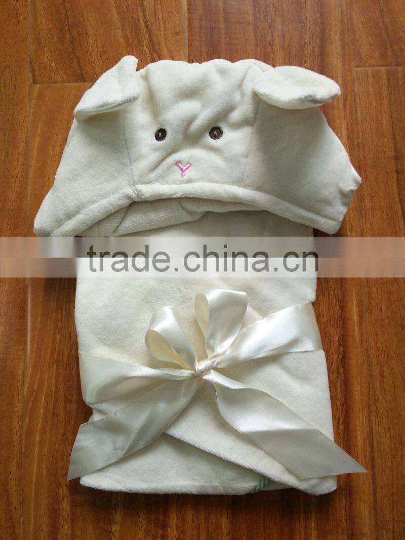 sheep cotton velour animal baby blanket with hood