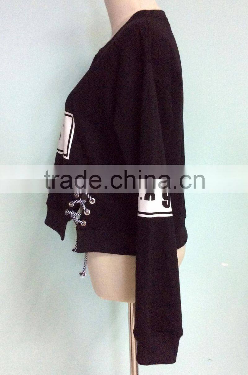 wholesale fashion garment terry cotton design winter crew neck print plain dyed for women hoody sports wear made in china