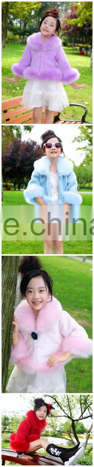 2015 luxury Faux Fur Coats Winte girl Fashion Jacket KIDS RABBIT FOX FUR jackets