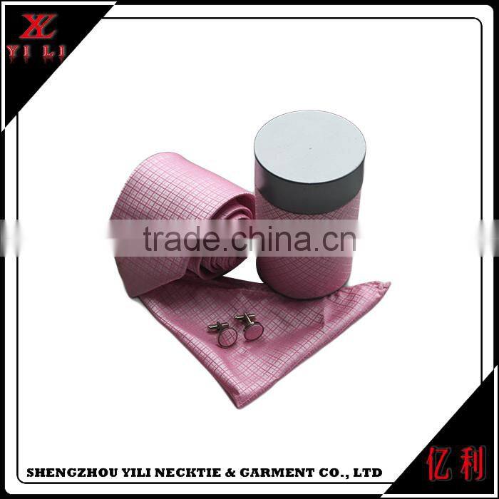 Men new design gift well package polyester tie cufflink hanky set