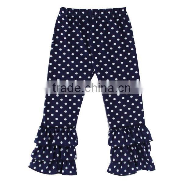 Kids girls polka dot pants girls triple ruffle leggings cotton full length fall pants