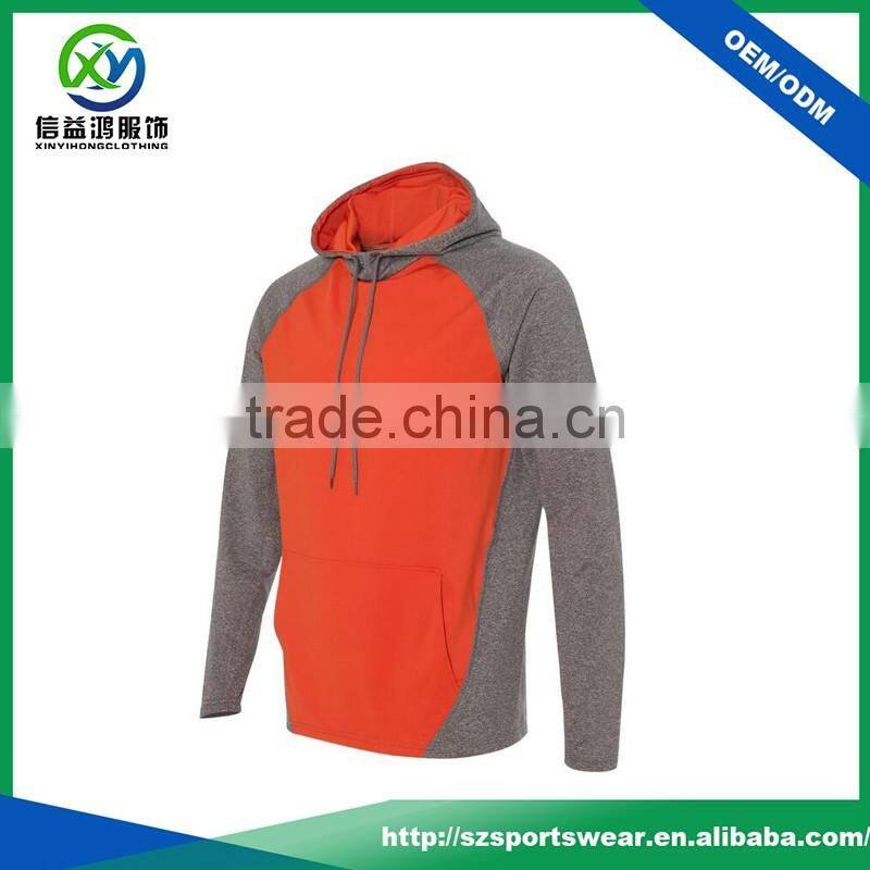 New Arrival Contrast Color Big Front Pocket Polyester / Cotton Man Sport Sweatshirt With Hood