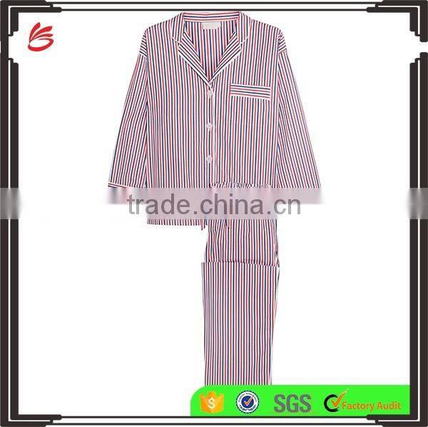 Custom 2017 striped cotton pajama set wholesale women nightwear sleepwear ladies nightwear pajama sets