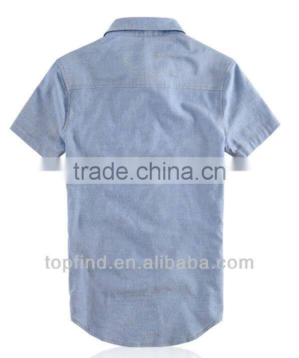 Fancy double pocket short Sleeve Oxford Men Shirt