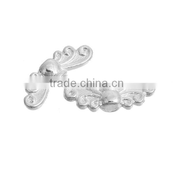 Zinc Based Alloy Spacer Beads Wing Silver Plated Carved