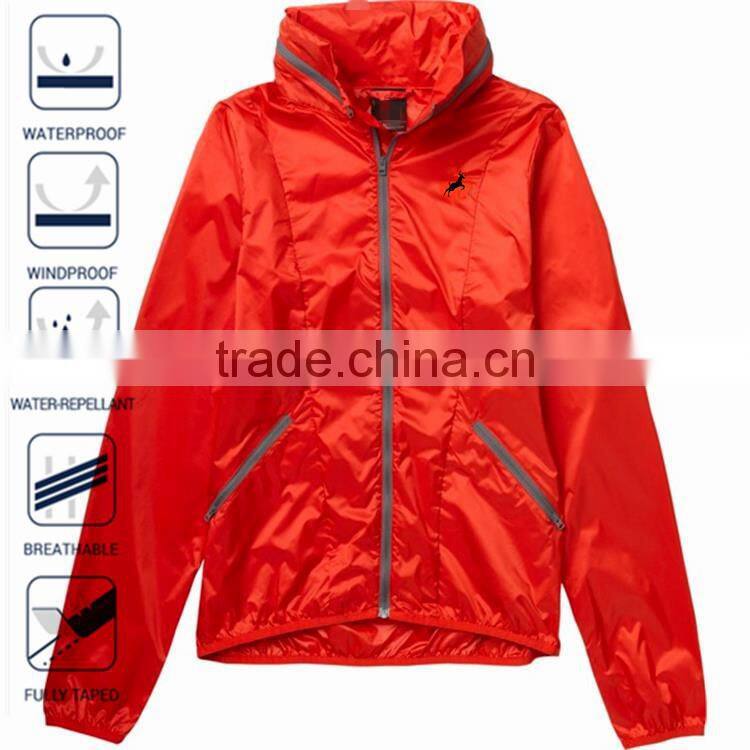 2016 Foldable Hooded Nylon Plain Windbreaker