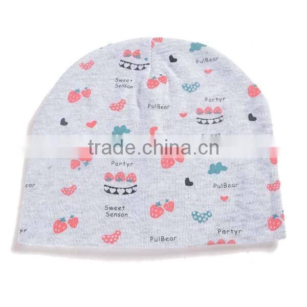 spring&summer korea style 100%cotton cute boys&girls strawberry pattern baby beanie hat