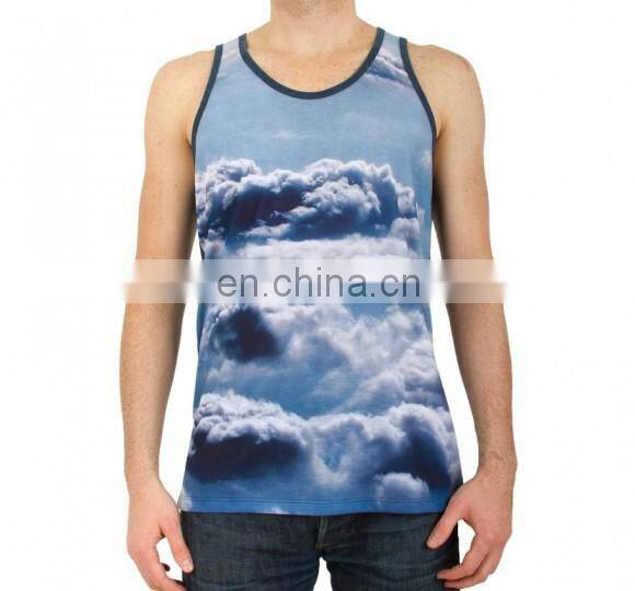high quality fitness sublimated mens tank top,stringer tank top custom