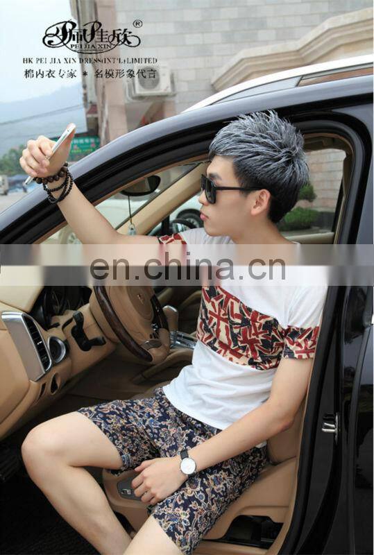 Peijiaxin Fashion Design Casual Style Flag Montaged T shirt with Wholesale Price