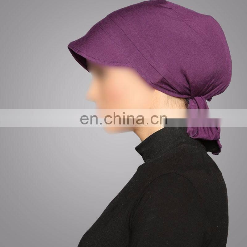 Fashion Purple Combed Cotton Instant Headwear High Quality Muslim Hijab
