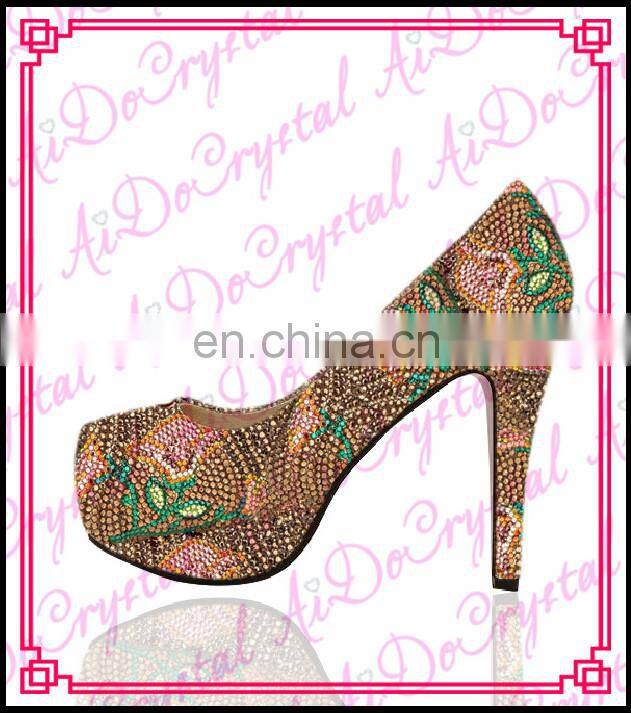 Aidocrystal colorful crystal diamond peep toe sling back shoes in women dress shoes