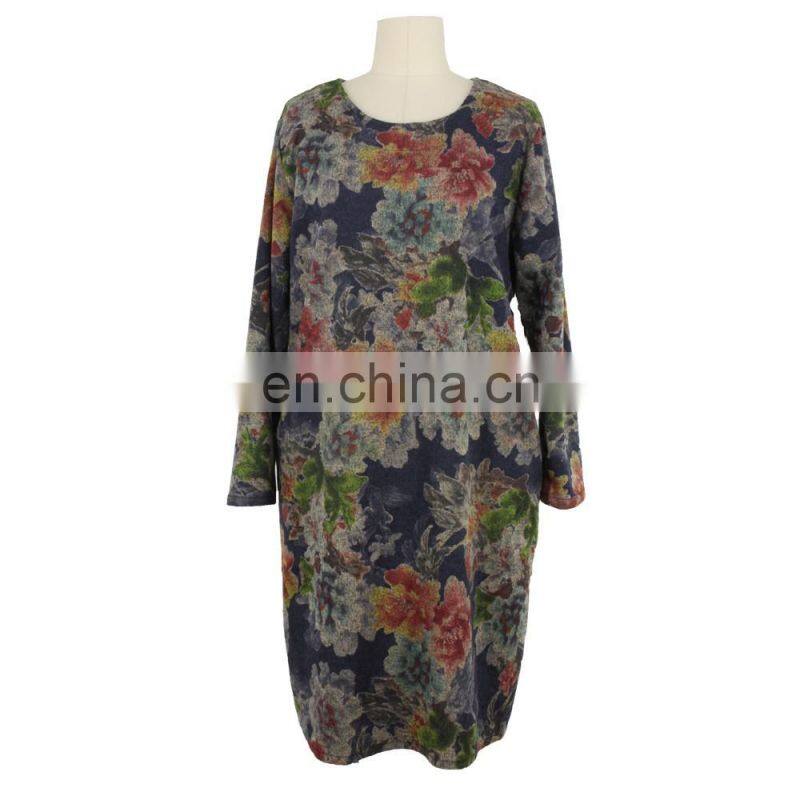 Floral Print Free Size Senior Women Long Dress Apparel BSCI Audit