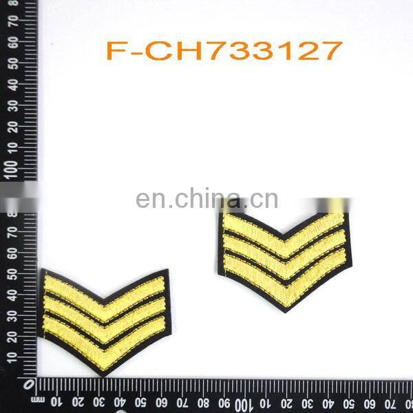 gold wire or silver thread embroidery patch five point star