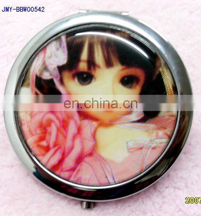 Cute Barbie doll fashion promotional matel pocket mirror