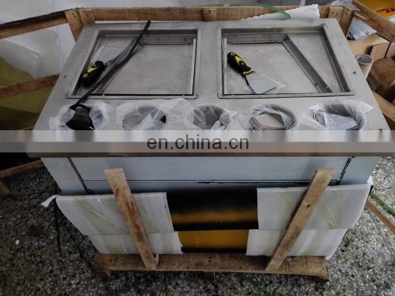 Flat Pan Frozen Yogurt Real Fruits Fry Ice Cream Machine