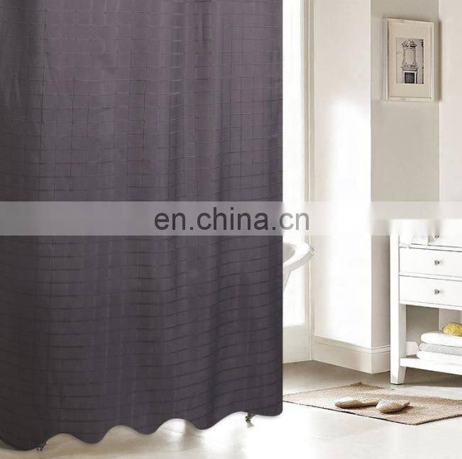 Fashion design logo printed waterproof portable custom polyester shower curtain