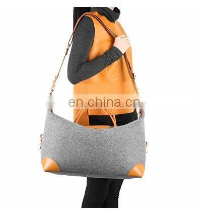 Fashion Polyester Felt Bag with PU Leather Handle