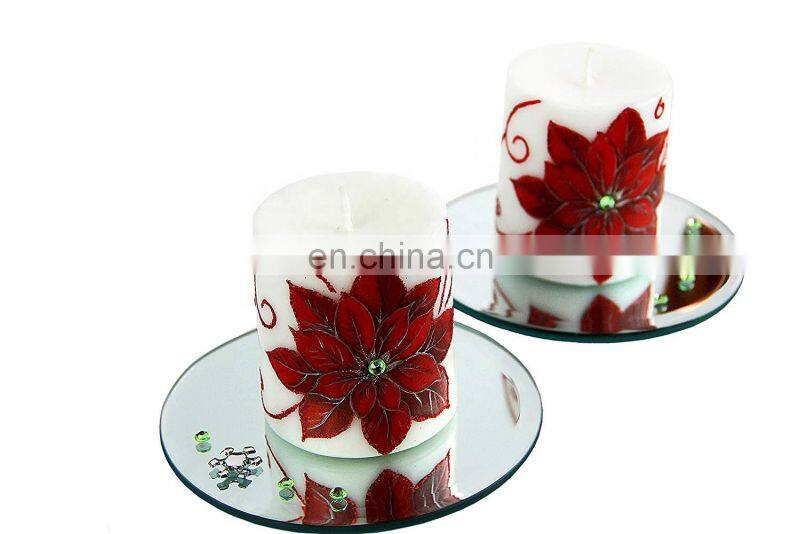 5 8 10 12 Inch Round Mirror Candle Plate Glass Tray For Wedding and Dining Table