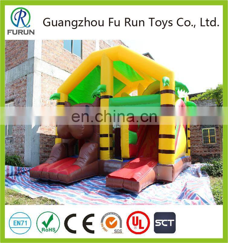 Cute dog character bouncy castle with slide jumping, inflatable dog house