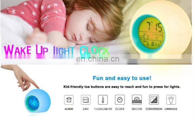 Touch sensor colors changing small round home decoration digital clock led